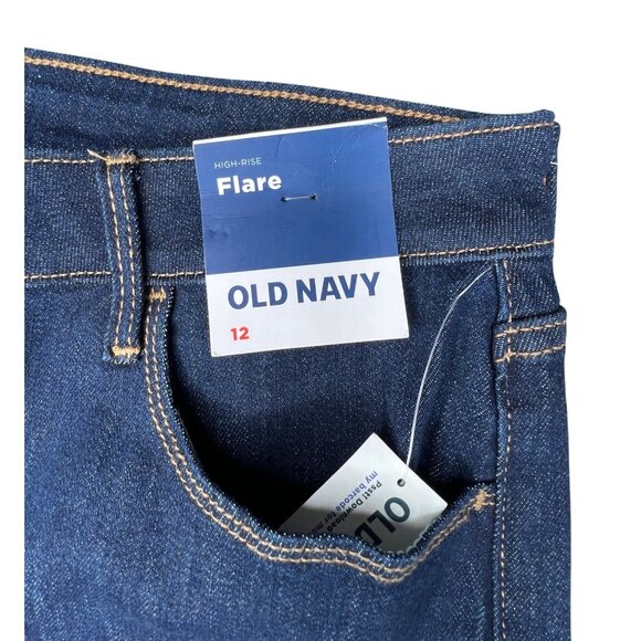 Old Navy Womens High-Rise Flare Jeans Size 12 Dark Wash - Picture 8 of 16